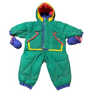 Vintage Brambilla Duck Down Snowsuit
Kids 24 Months Mittens Green Blue Baby